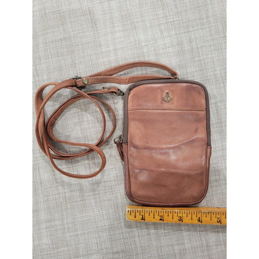 Harbour 2nd Brown Leather Benita Crossbody Phone Bag Anchor Nautical Small Purse
